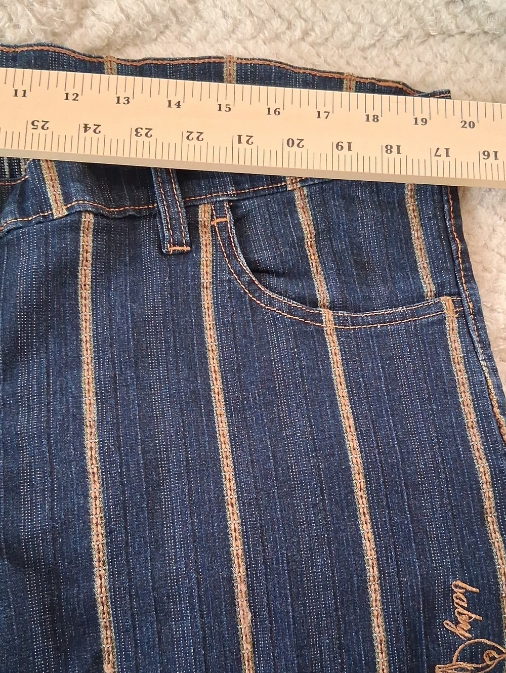 Baby Phat Womes Blue Jeans with Pinstripes 17/18 - Picture 6 of 9